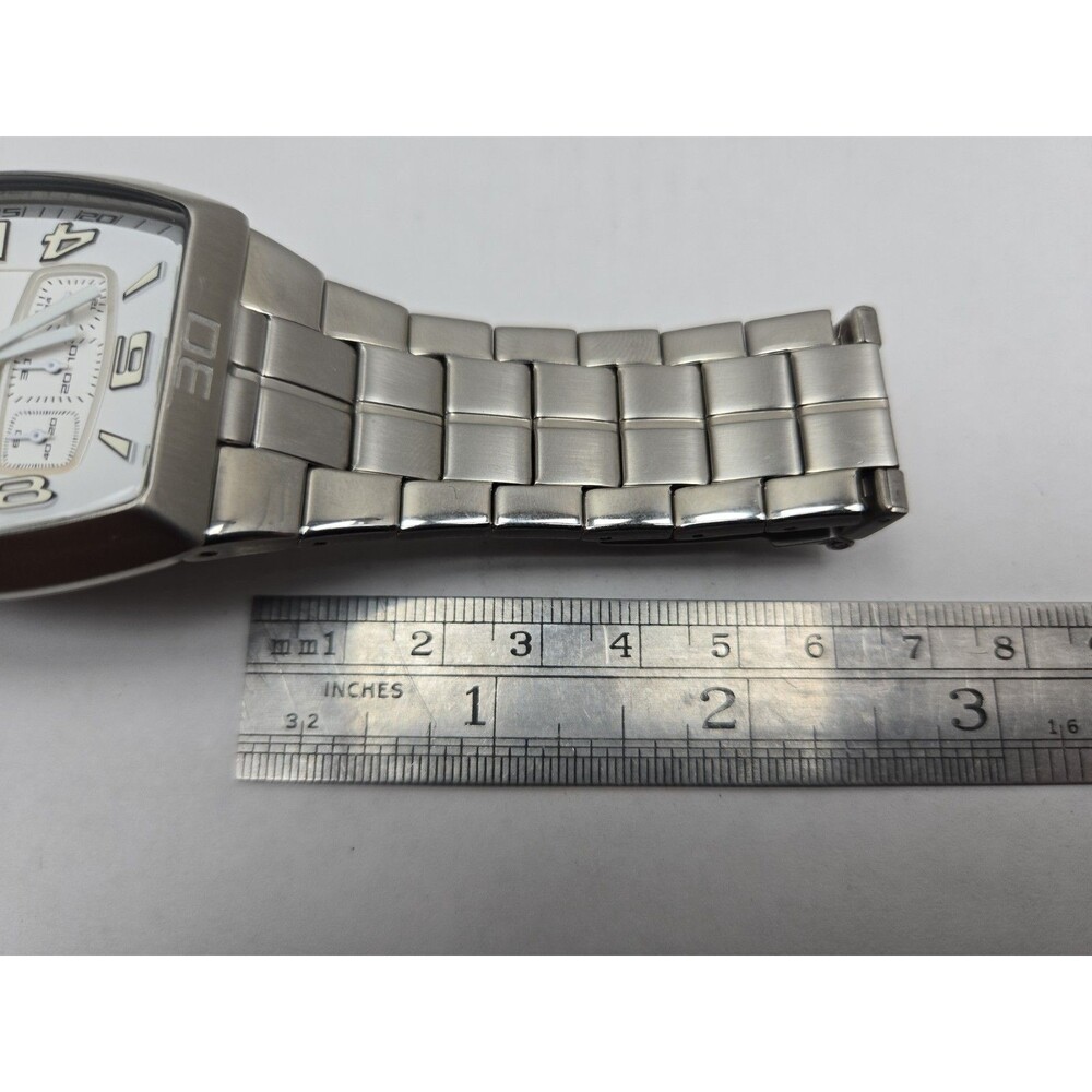 Mens Fossil 41mm Chrono Silver Watch Stainless Steel White Dial 100M New Battery - Picture 9 of 11